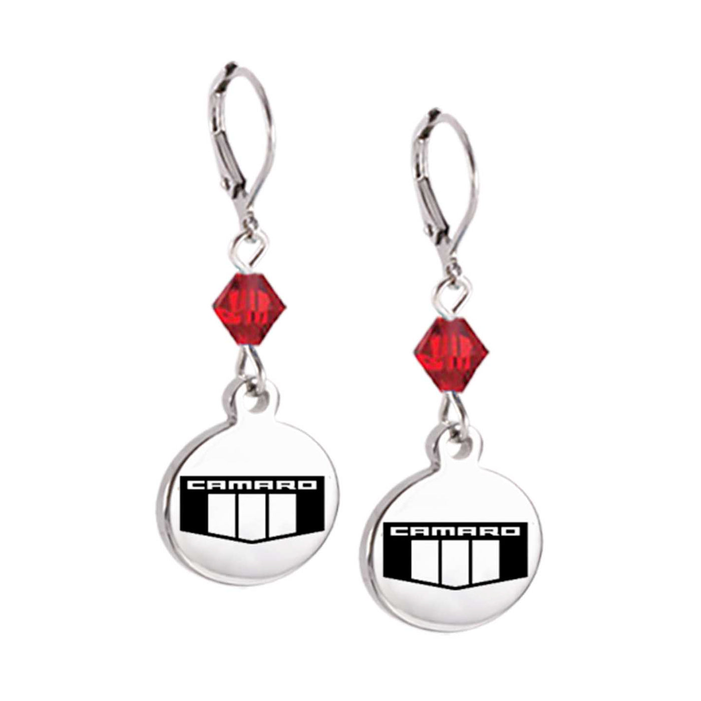 Camaro Emblem Crystal Leverback Earrings