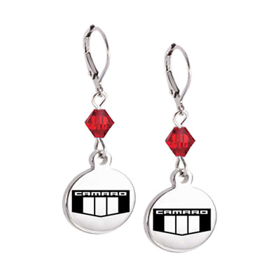 Camaro Emblem Crystal Leverback Earrings