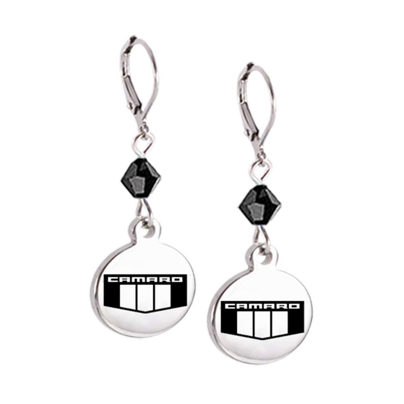 Camaro Emblem Crystal Leverback Earrings