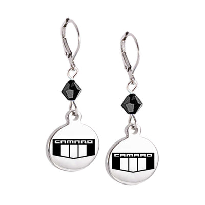 Camaro Emblem Crystal Leverback Earrings