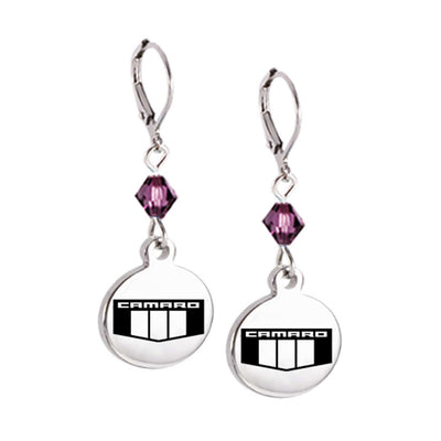 Camaro Emblem Crystal Leverback Earrings