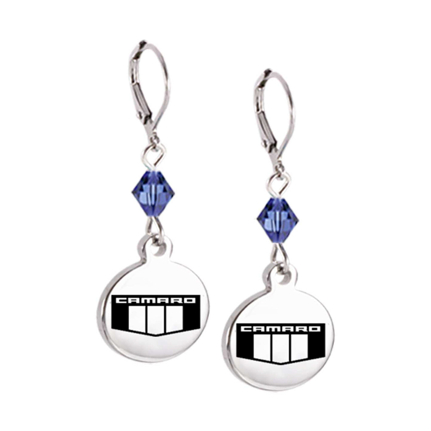 Camaro Emblem Crystal Leverback Earrings