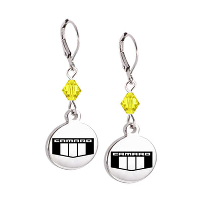 Camaro Emblem Crystal Leverback Earrings