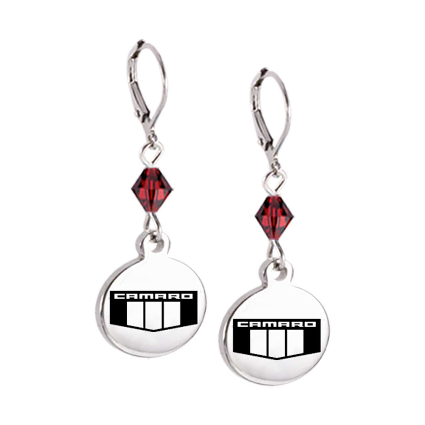 Camaro Emblem Crystal Leverback Earrings