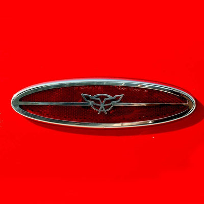 1997-2004 C5/Z06 Corvette - Side Marker Trim Rear w/Crossed Flags 2Pc - Brushed Stainless