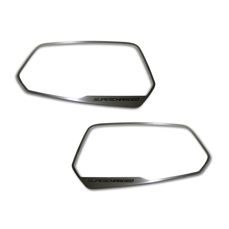 2010-2013 Camaro - Side View Mirror Trim SUPERCHARGED Style 2Pc - Brushed Stainless