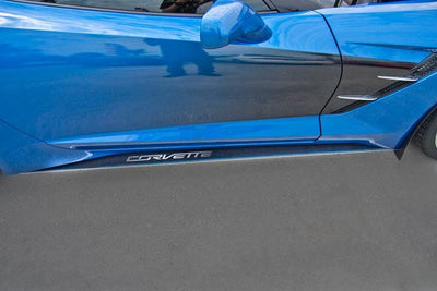 2014-2019 C7 Stingray/Z51 Corvette - Side Skirts - 22 Gauge Stainless Steel With Carbon Fiber Overlay