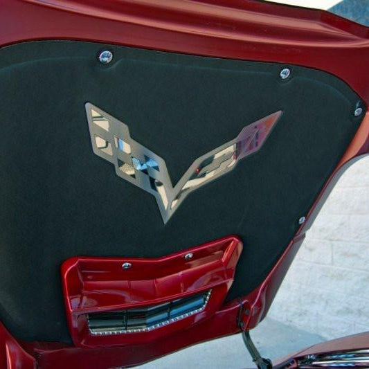 2014-2019 C7/Z51 Stingray Corvette - Hood Emblem Corvette Flags - Polished/Brushed Stainless Steel