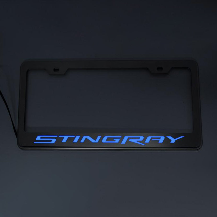 2014-2019 C7 Corvette - License Plate Frame STINGRAY Lettering  - Stainless Steel - LED