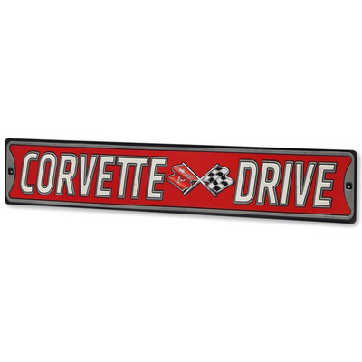 Chevrolet Corvette Drive Embossed Metal Street Sign