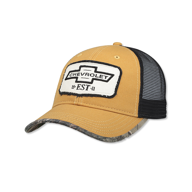 Chevrolet Washed Chino Gold With Black Mesh Back Hat