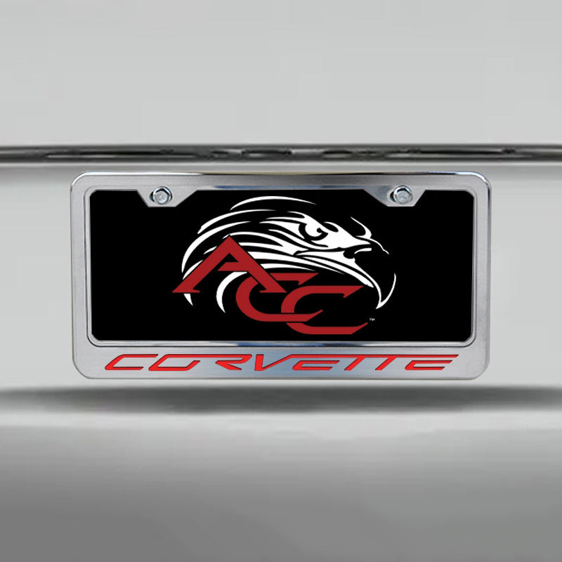2005-2013 C6 Corvette - License Plate Frame CORVETTE Inlay Lettering - Brushed Stainless