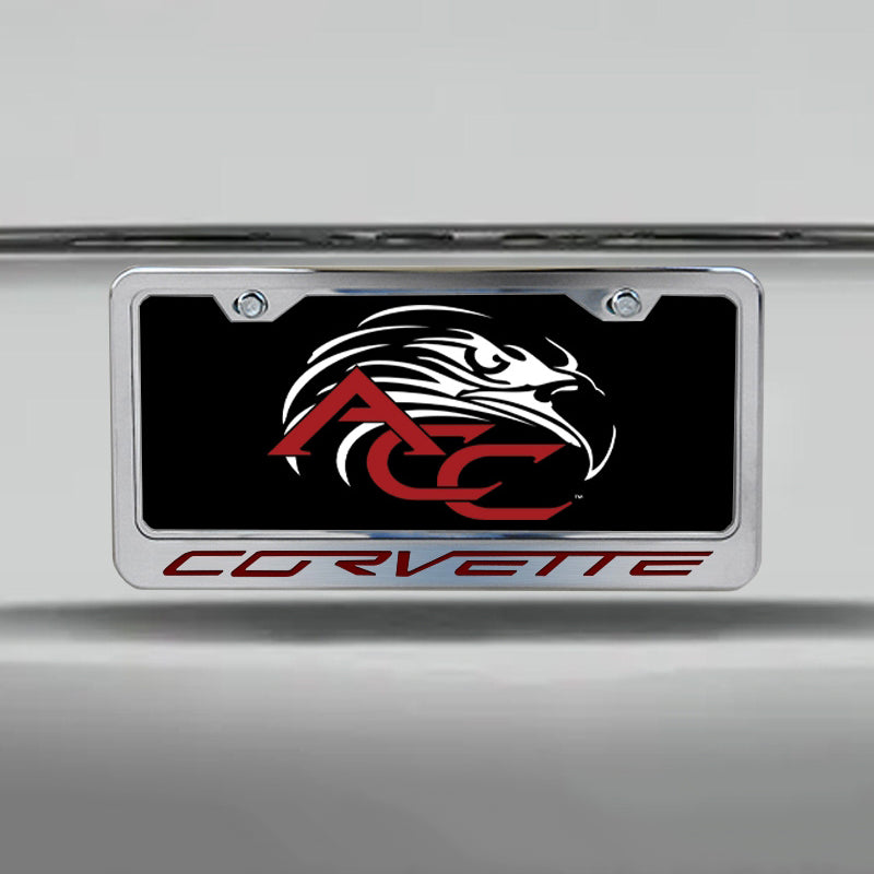 2005-2013 C6 Corvette - License Plate Frame CORVETTE Inlay Lettering - Brushed Stainless
