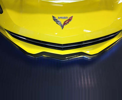 2014-2019 C7 Corvette - STINGRAY Lettering Front Lip Spoiler - Carbon Fiber/Stainless Steel