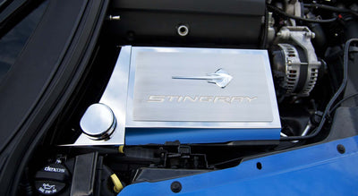 2014-2019 Corvette Z06/Z51/C7 - Fuse Box Cover Stingray Emblem & Lettering - Stainless Steel