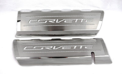 2014-2019 C7/Z51 Corvette - CORVETTE Style Fuel Rail Covers Factory Overlay 2Pc - Stainless Steel