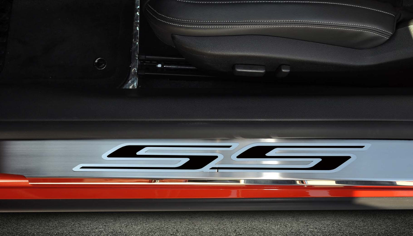 2010-2015 Camaro SS - Outer Door Sills with 'SS' Inlay 2Pc - Stainless Steel