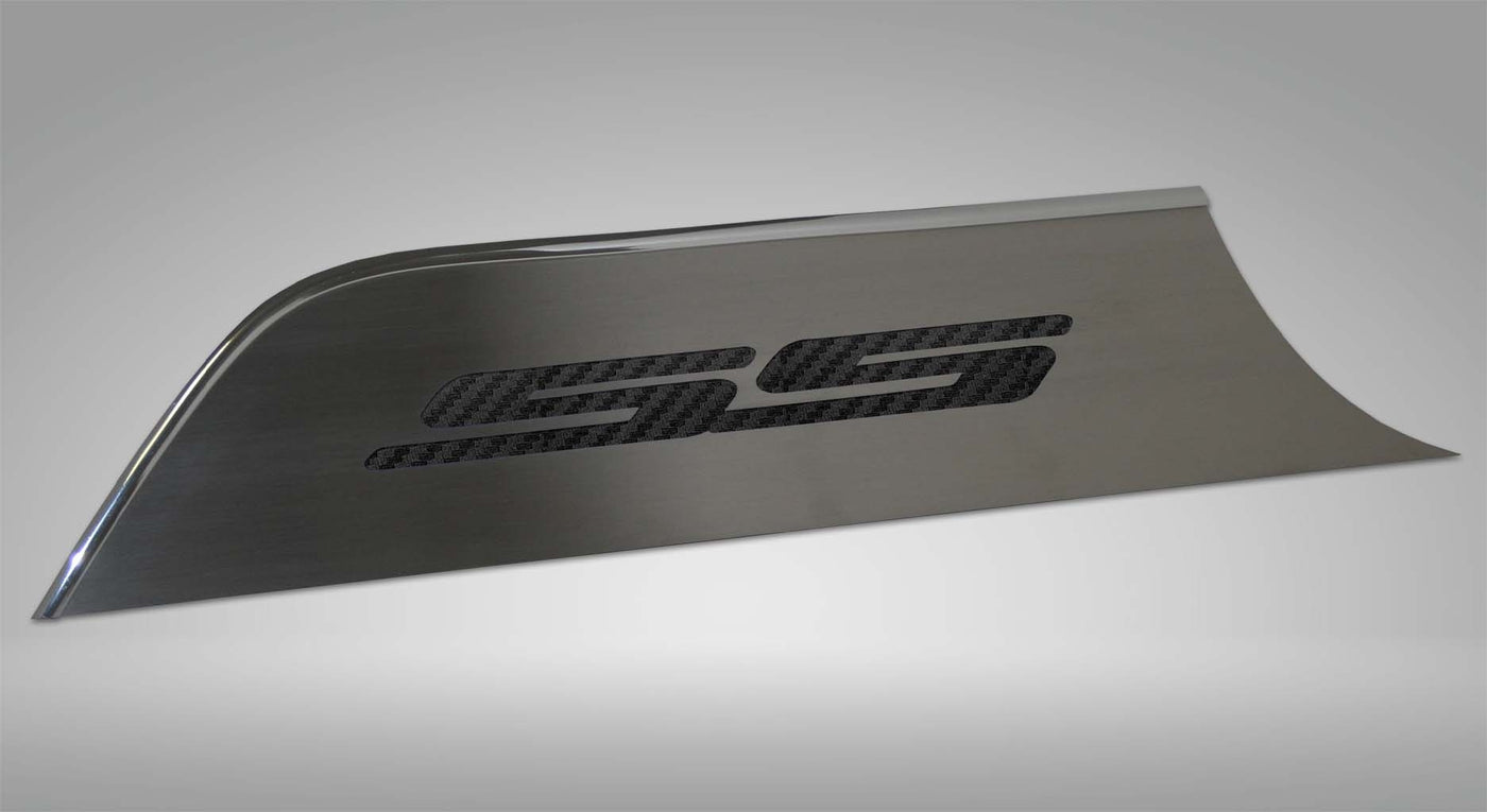 2010-2015 Camaro SS - Door Panel Kick Plates 'SS' Style 2Pc - Brushed Stainless