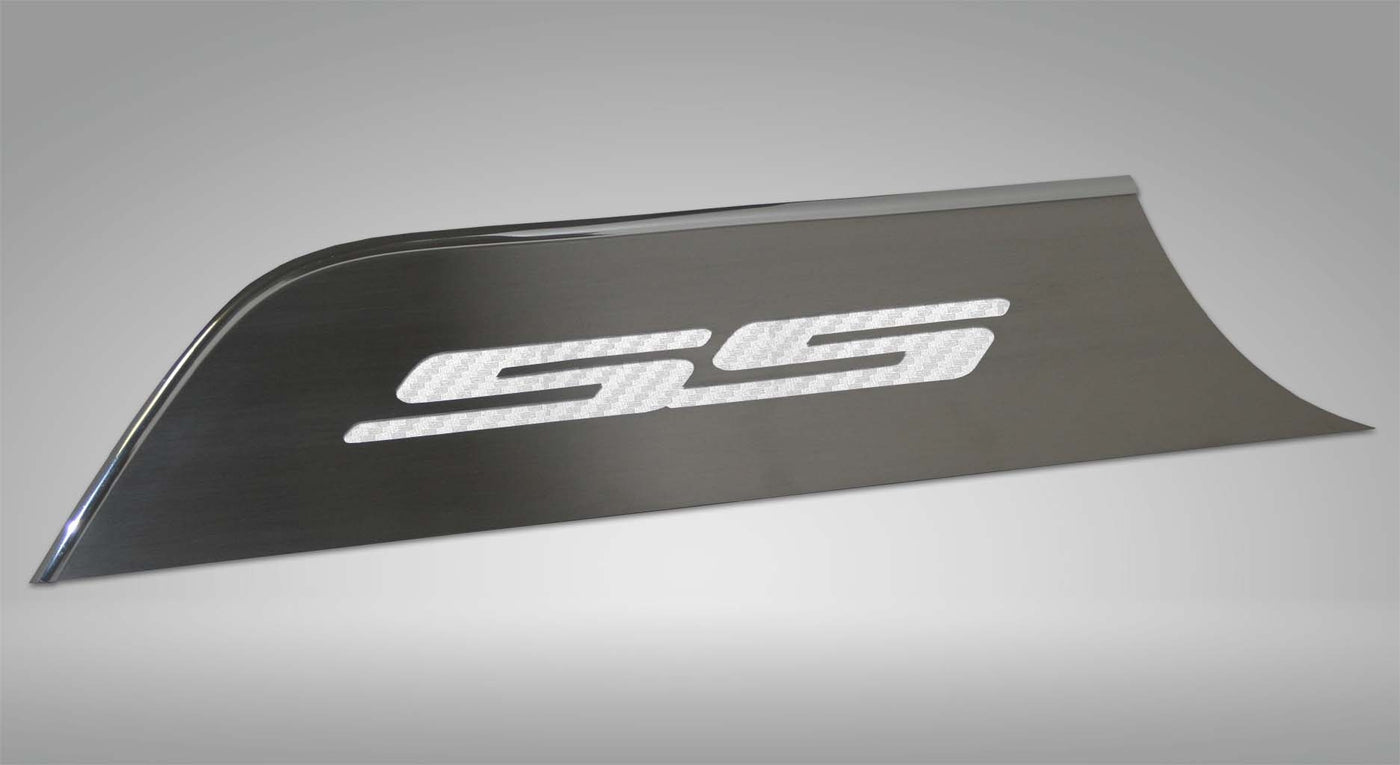 2010-2015 Camaro SS - Door Panel Kick Plates 'SS' Style 2Pc - Brushed Stainless