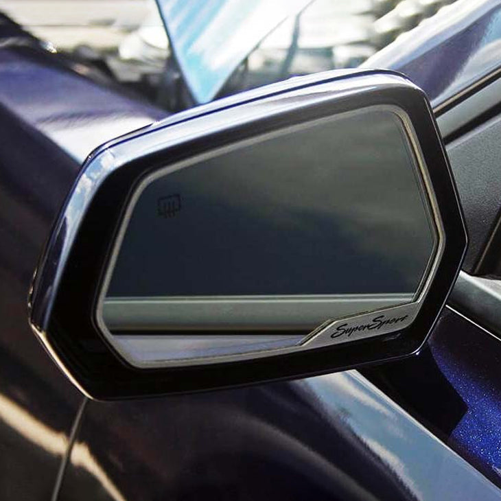2010-2013 Camaro SS - Side View Mirror Trim SuperSport Style 2Pc - Brushed Stainless Steel