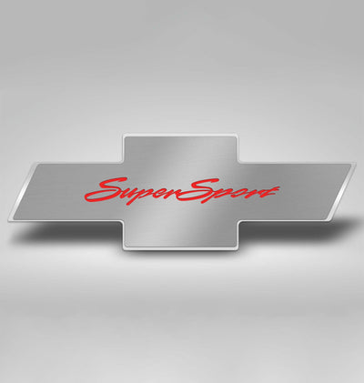2010-2015 Camaro SS - Hood Badge w/Super Sport Emblem for Factory Pad - Stainless