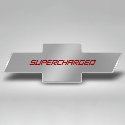 2010-2015 Camaro - Hood Badge SUPERCHARGED Style for Factory Pad - Stainless Steel