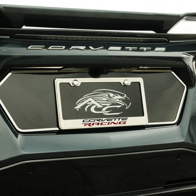 2020-2024 C8 Corvette - CORVETTE RACING Style License Plate Frame - Stainless Steel