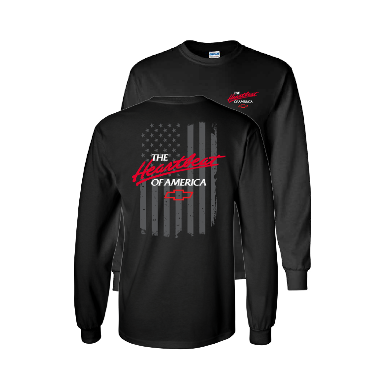 Chevrolet Heartbeat of America USA Flag Long Sleeve T-shirt