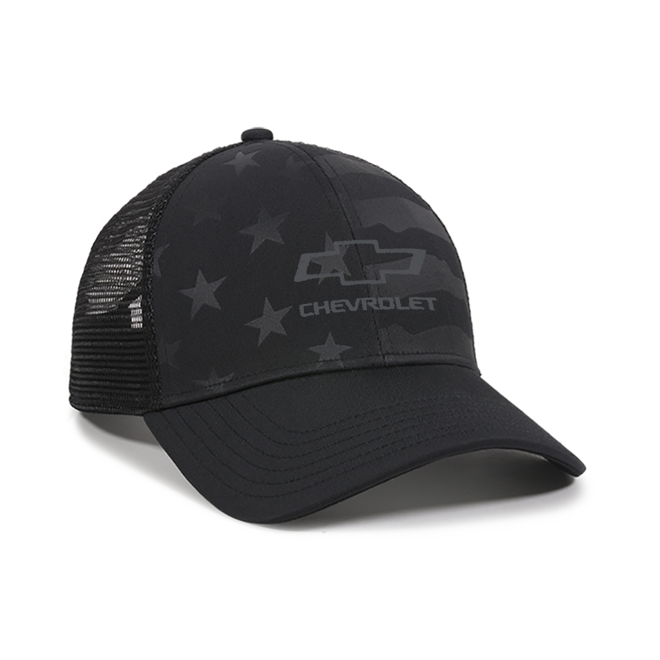 Open bowtie Chevrolet Stars & Stripes Black Mesh Hat