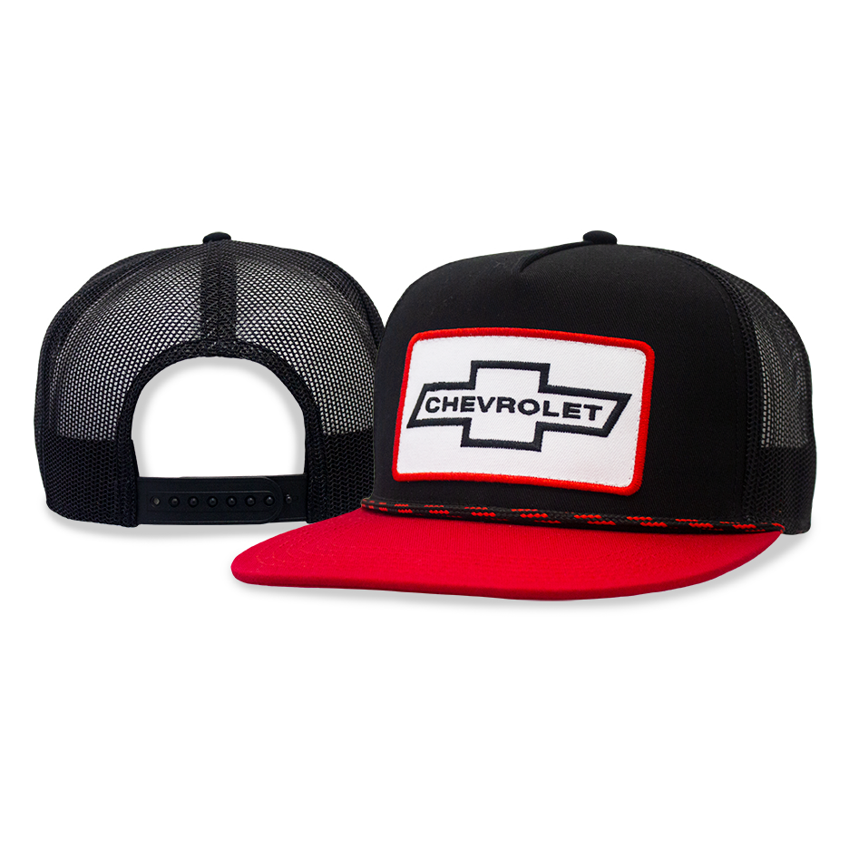 Chevrolet Heritage Bowtie Patch Red Bill Black Mesh Hat