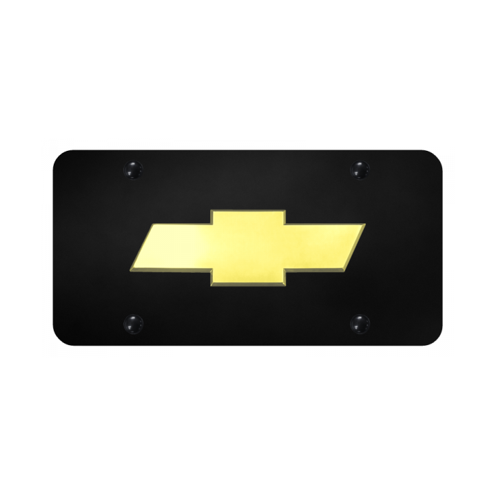 Chevrolet (New) License Plate - Gold on Black