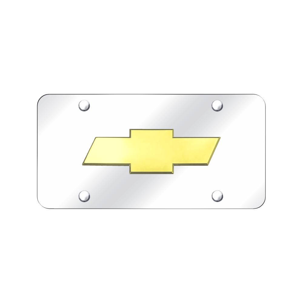 Chevrolet (New) License Plate - Gold on Mirrored