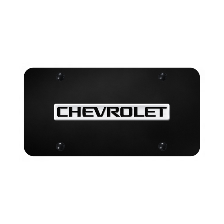 Chevrolet Name License Plate - Chrome on Black