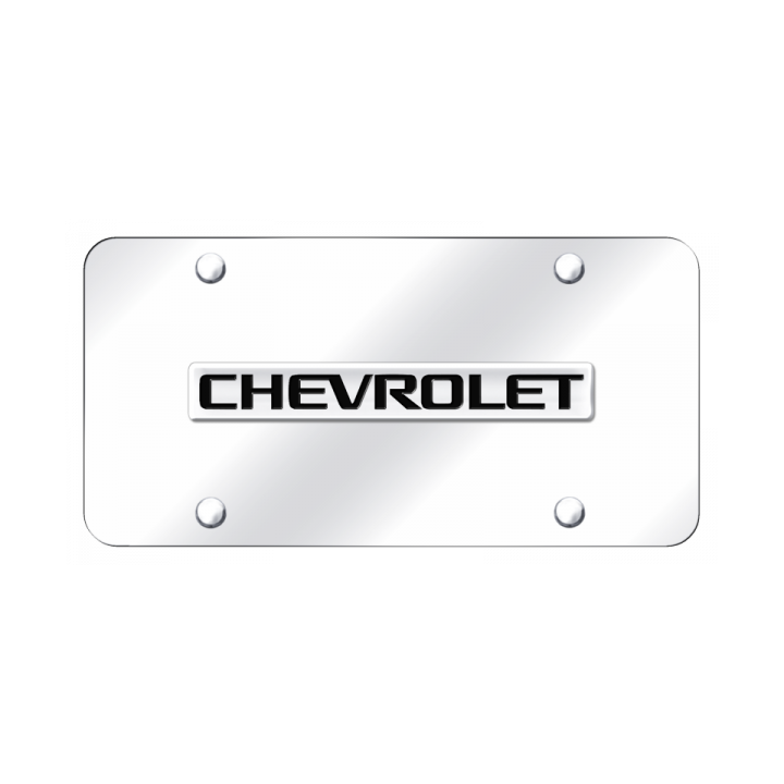 Chevrolet Name License Plate - Chrome on Mirrored