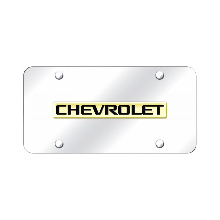 Chevrolet Name License Plate - Gold on Mirrored