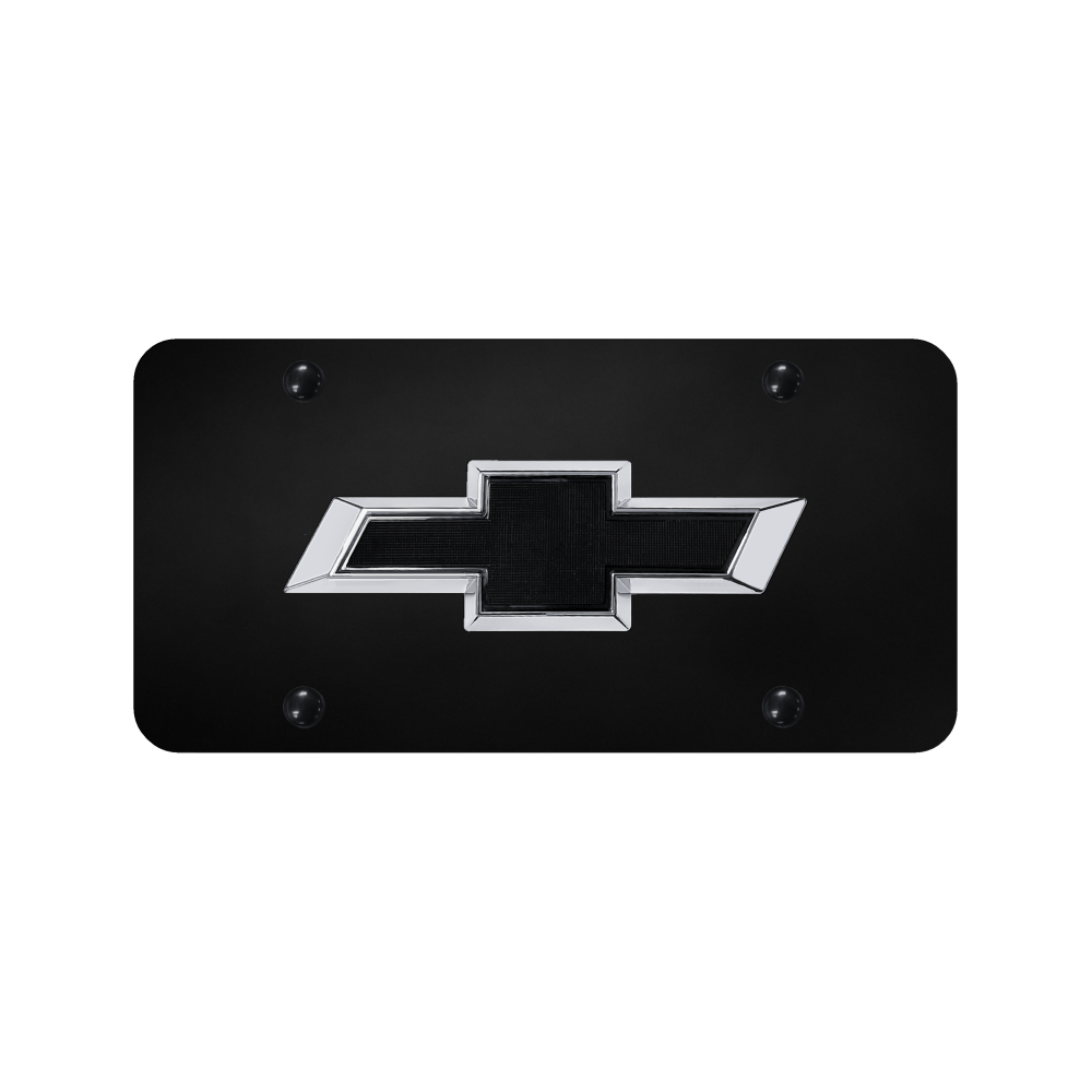 Chevrolet Black OEM License Plate - Chrome on Black