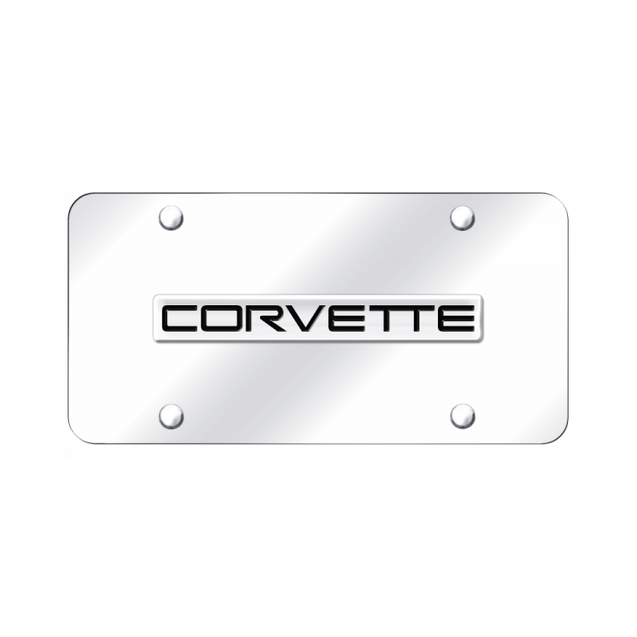 Corvette C4 Name License Plate - Chrome on Mirrored