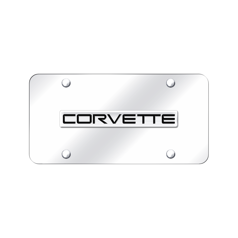 Corvette C4 Name License Plate - Chrome on Mirrored