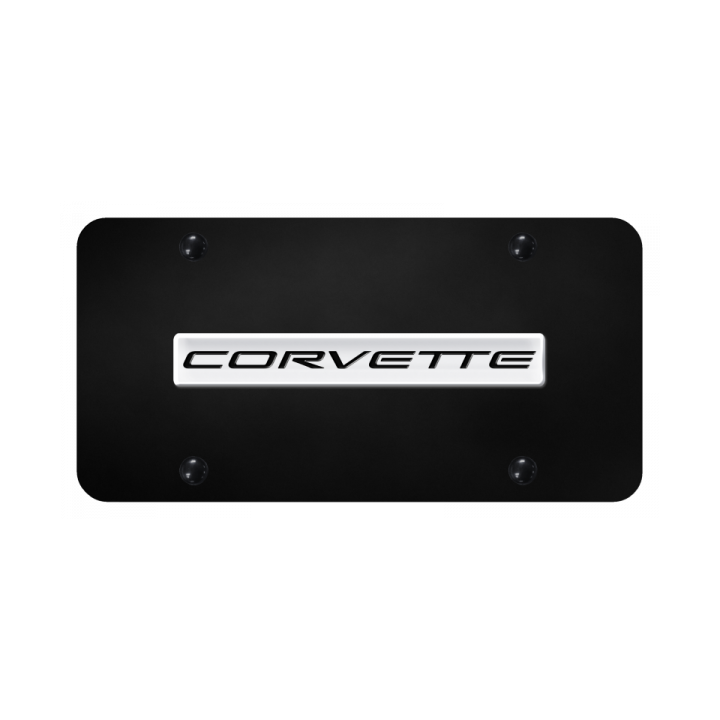 Corvette C5 Name License Plate - Chrome on Black