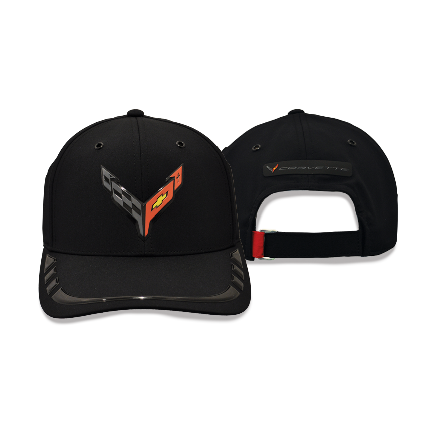 Corvette Black Red Gamechanger Performance Sonic Weld Velcro Hat