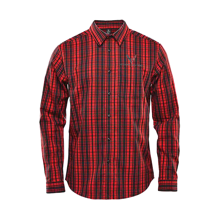 Men's Corvette Plaid Performance Long Sleeve Shirt