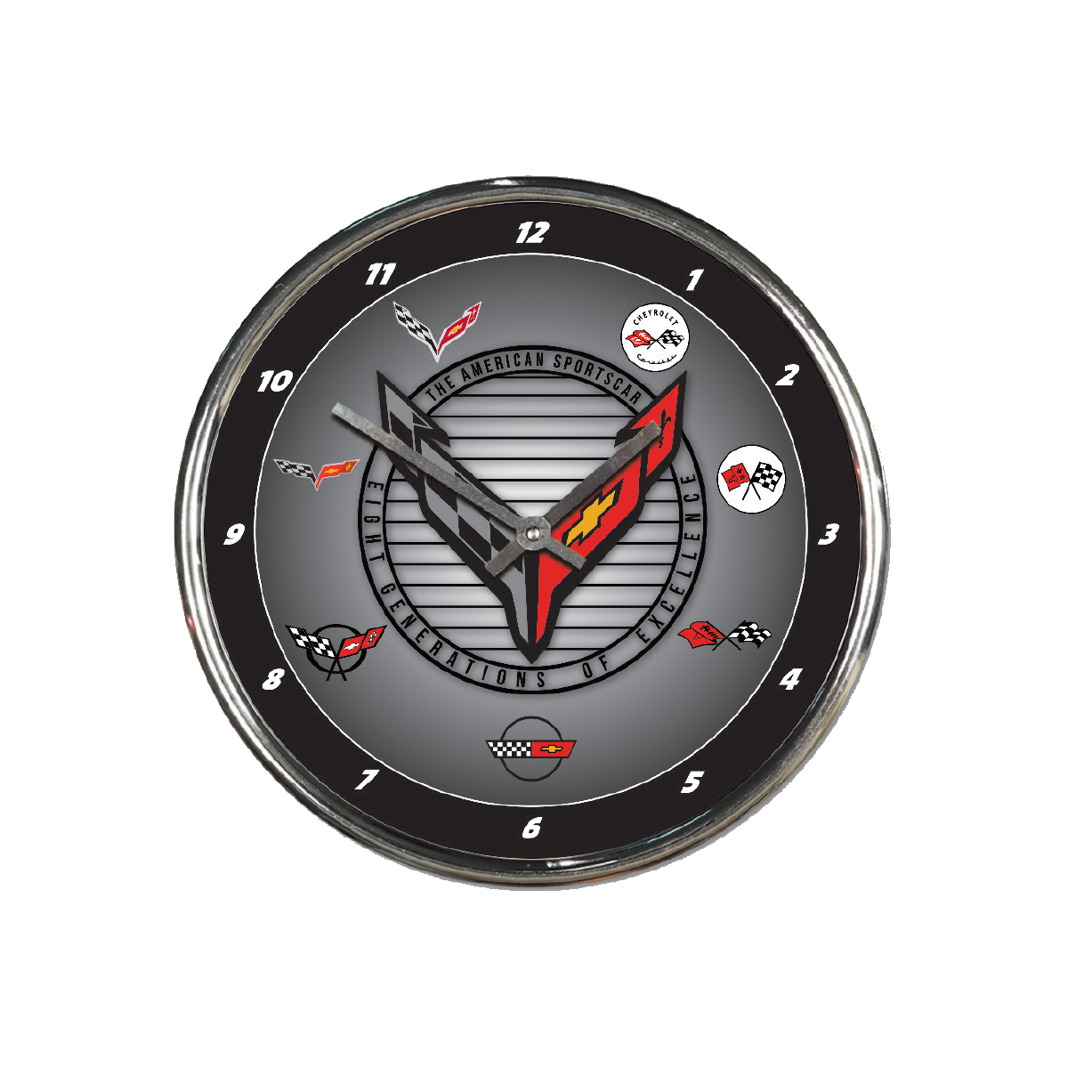 Corvette Chrome Clock 8 Generations of Excellence The American Sportscar