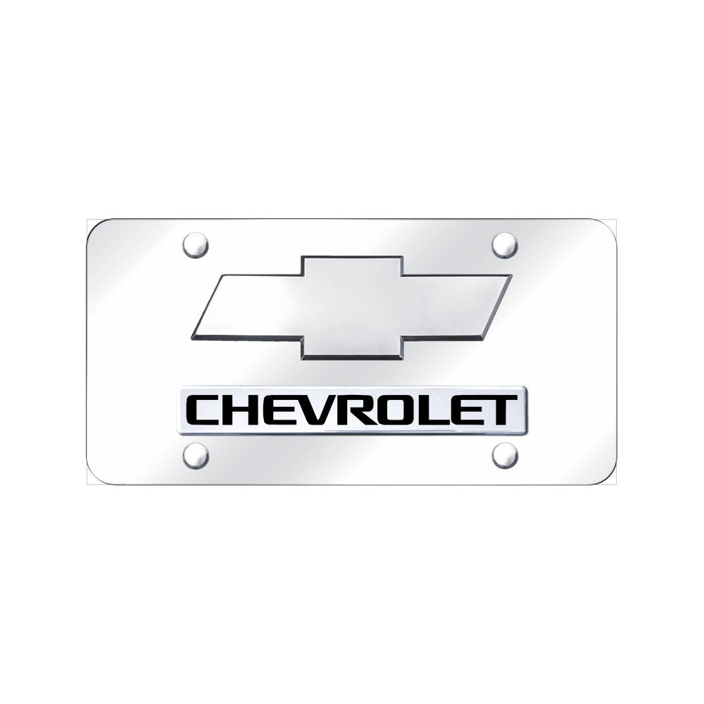 Dual Chevrolet (New) License Plate - Chrome on Mirrored