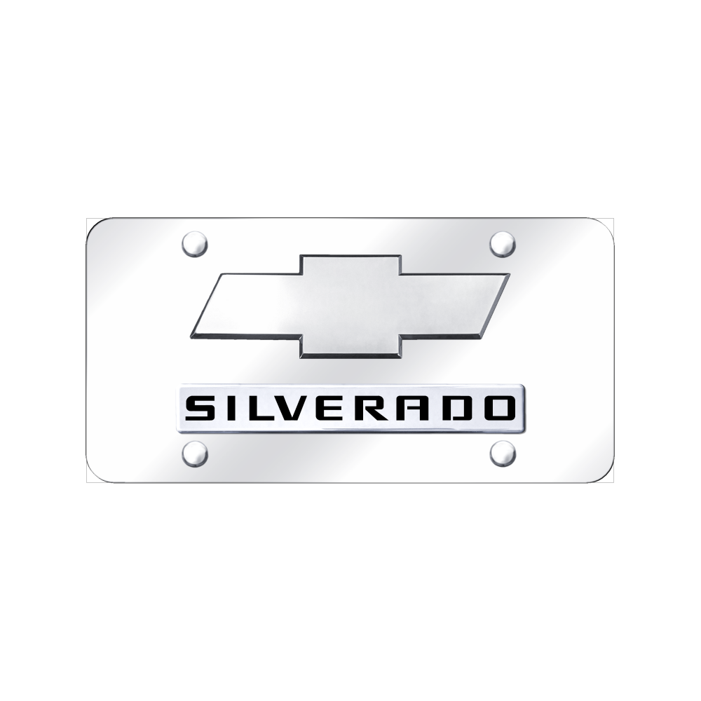 Dual Silverado (New) License Plate - Chrome on Mirrored