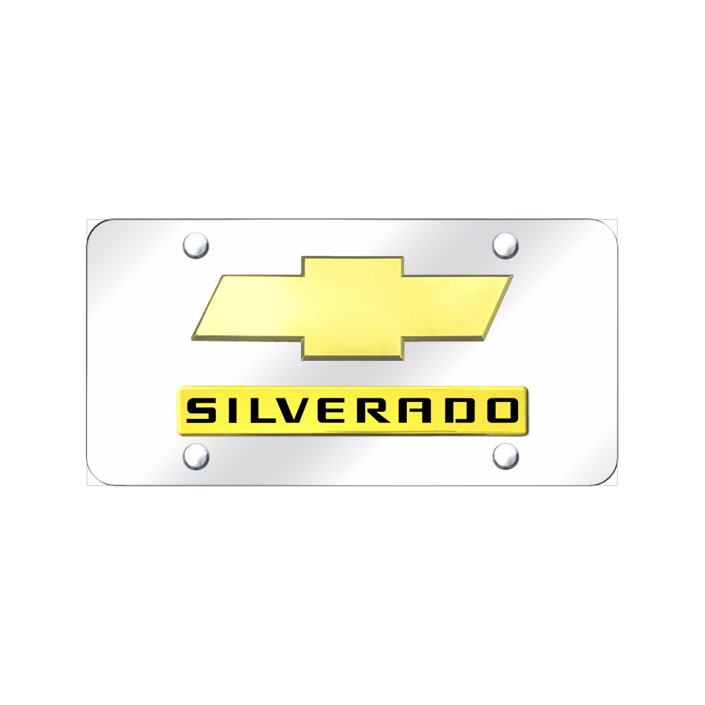 Dual Silverado (New) License Plate - Gold on Mirrored