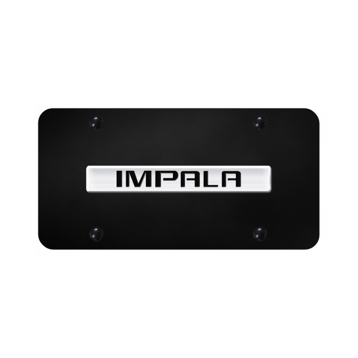 Impala Name License Plate - Chrome on Black