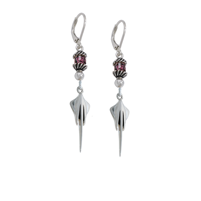 C8 Stingray Cube Crystal Leverback Earrings