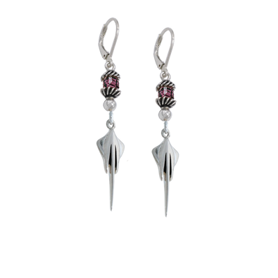 C8 Stingray Cube Crystal Leverback Earrings