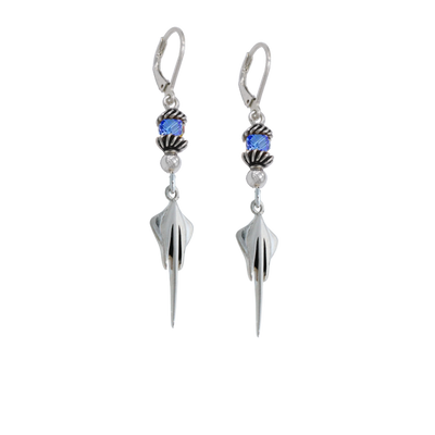 C8 Stingray Cube Crystal Leverback Earrings