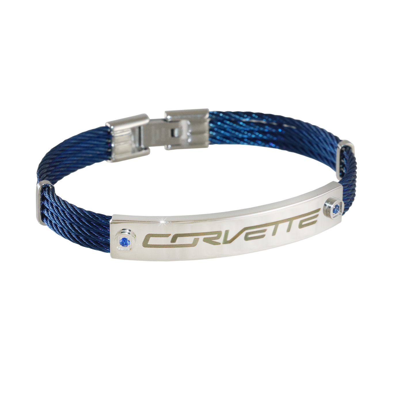 Corvette Signature Blue IP-Plated Cable Bracelet